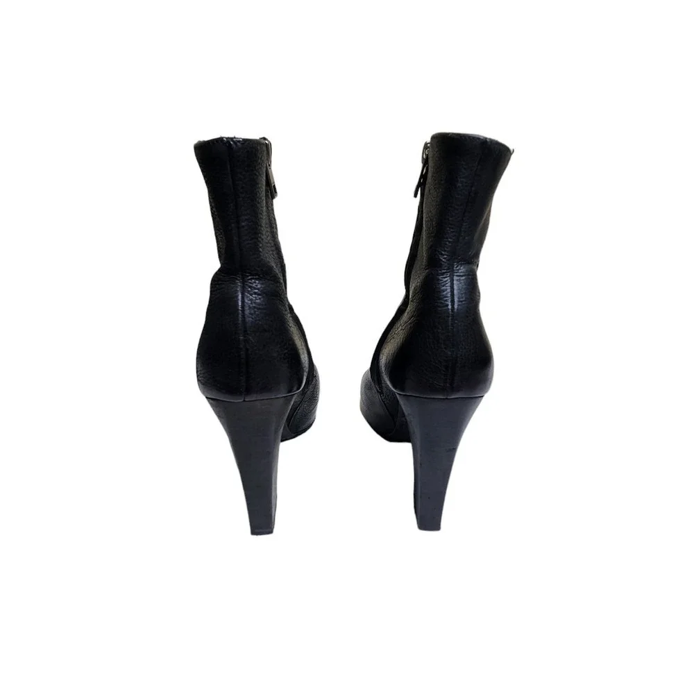 Allsaints women's black leather peep toe platform ankle booties 6.5M - Picture 6 of 10
